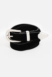 Vegan Suede Black Belt With Silver Accents