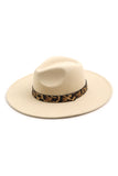 Leopard Love Flat Brim Fedora Hat In Ivory