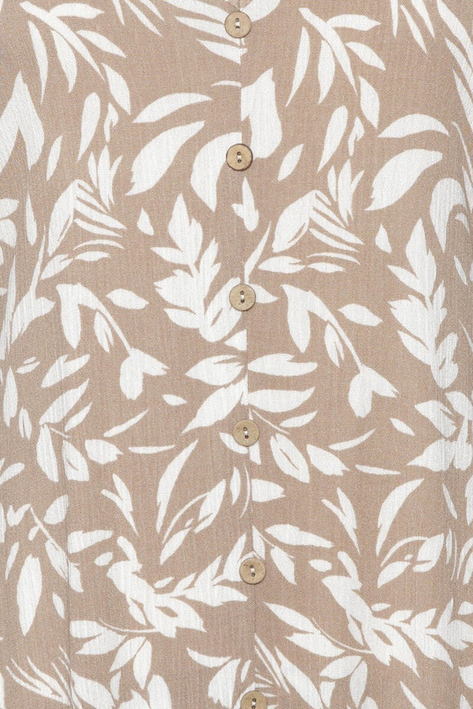 Summer Strutting Button Front Floral Printed Midi Dress In Taupe