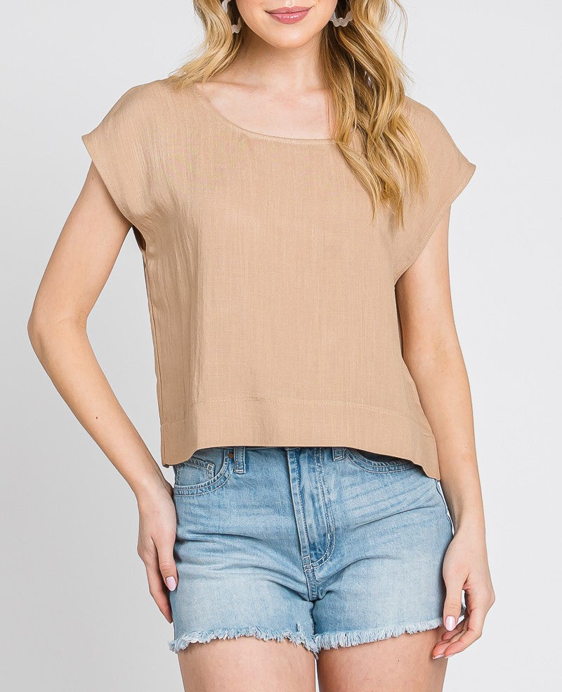 What A Breeze Short Sleeve Top In Toffee