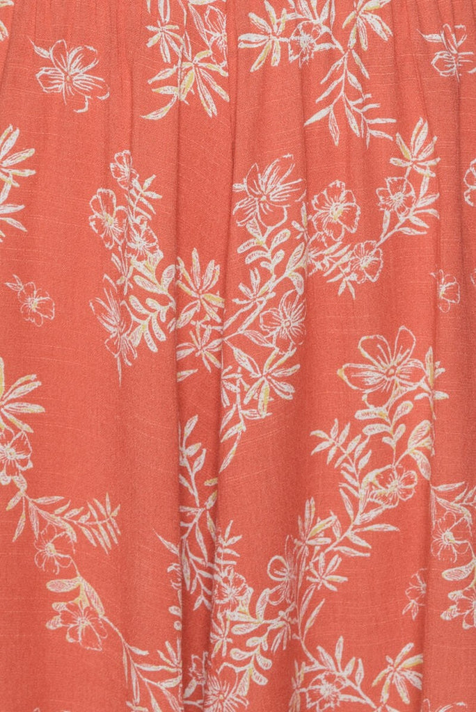 Made Me Blush Floral Printed Front Twist Smocked Romper In Red