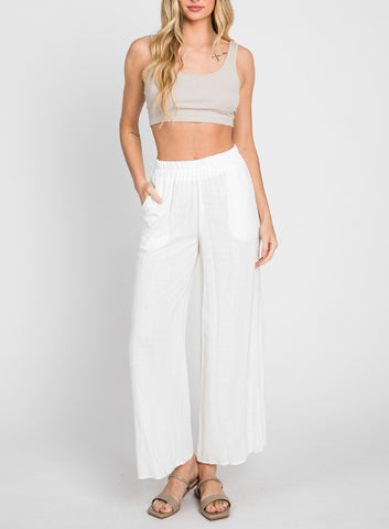 Ava Cotton Gauze Elastic Waist Pant in Carmel