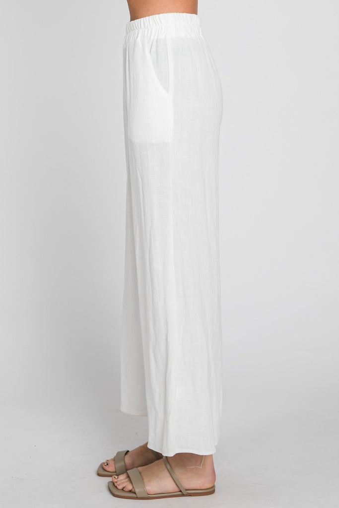 Wide Leg Chic Linen Pant In Classic White
