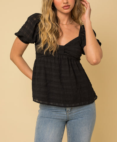 Soft Ribbed Dolman Top In Black