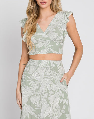 Ariana Tencel Collared Button Down Top In Sage