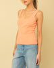 Mila Square Neck Ribbed Sweater Top In Coral