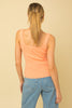 Mila Square Neck Ribbed Sweater Top In Coral