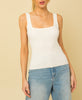 Mila Square Neck Ribbed Sweater Top Ivory