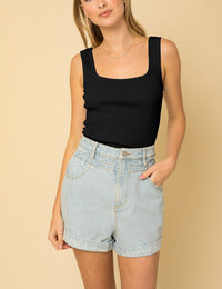 The Madison Best Selling Double Layer Ultra Soft V Neck Crop In Charcoal