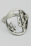 Cactus Cut Out Statement Silver Ring