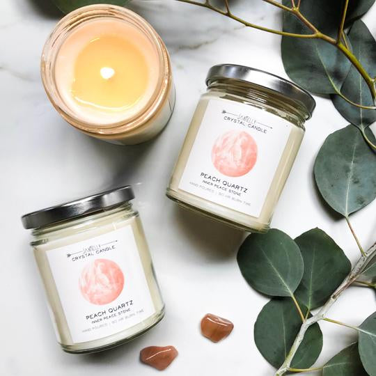 Peach Quartz Crystal Candle - Inner Peace