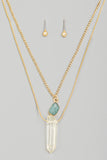 Layered Stone Pendant Necklace In Gold