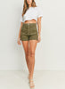 Stunner High Waisted Shorts With Contrast Stitching In Olive