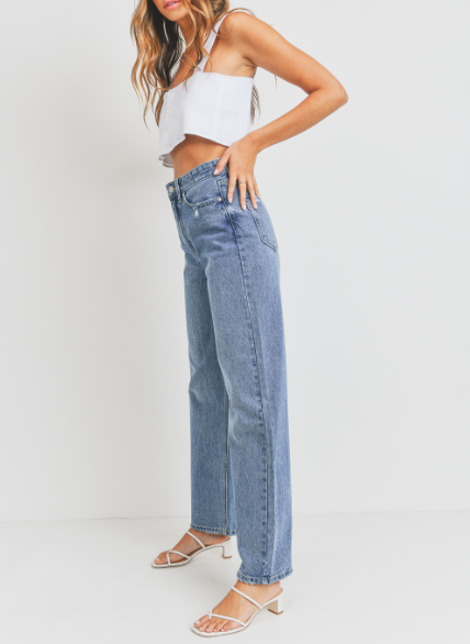 Live In The Moment Medium Denim High Waisted Skater Jean