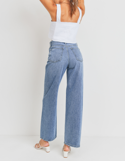 Live In The Moment Medium Denim High Waisted Skater Jean