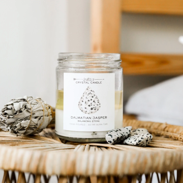 Dalmatian Jasper Crystal Candle - Balancing