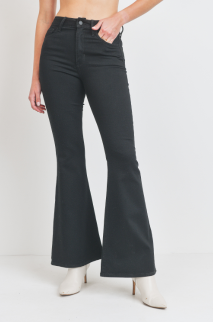 One Day At A Time  Black High Rise Bell Bottom Jeans