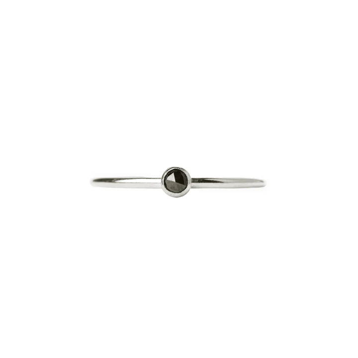 Tiny Black Spinel Ring Real Sterling Silver