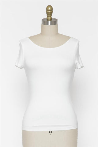 The Madison Best Selling Double Layer Ultra Soft V Neck Crop in Ivory