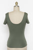 Fresh Start Short Sleeve Deep Back Tee In Olive