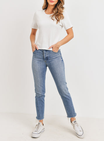 Basically Perfect Ruched Fitted Tee In Stone