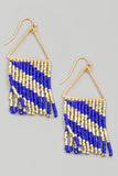 Lucille Beaded Triangle Drop Earrings In Blue And White