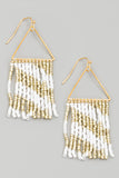 Lucille Beaded Triangle Drop Earrings In Gold And White