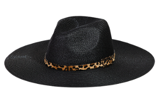 Leopard Detailed Sun Hat Black
