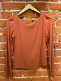 Double Layer Perfect Fit Long Sleeve Scoop Tee In Orange