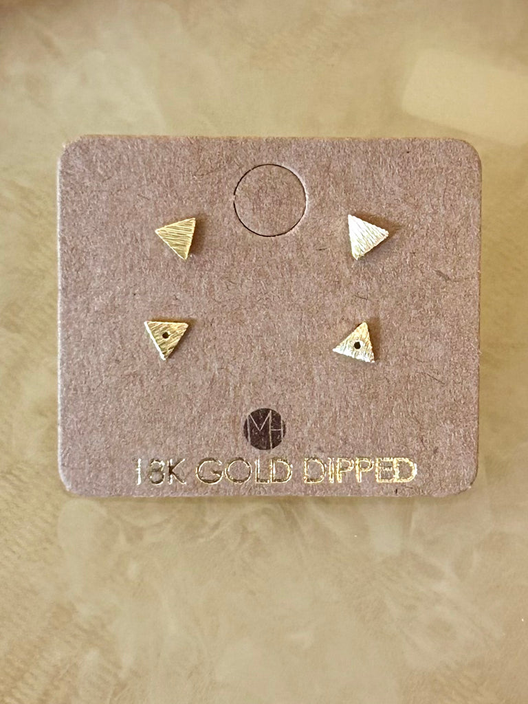 Dainty Triangle 18K Gold Dipped Stud Earrings