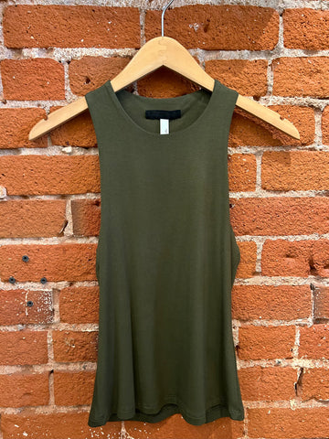 Mia Essential Two Layer Semi Crop Tank Top In Orange