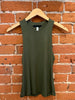 Mia Essential Two Layer Semi Crop Tank Top In Olive