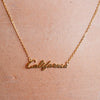 California Cursive Dainty Nameplate Necklace: Yellow Gold