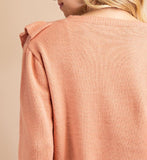 Button Front Ruffle Detail Cardigan In Soft Ginger