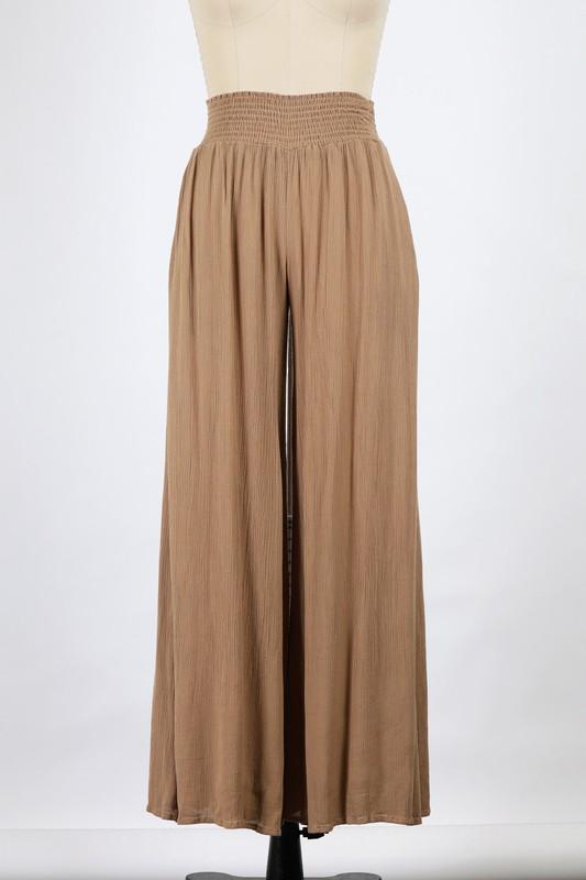Ava Cotton Gauze Elastic Waist Pant in Carmel
