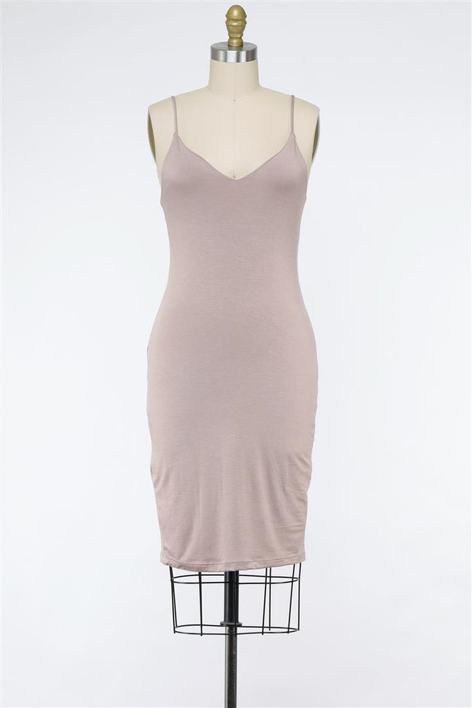Softest Jersey Double Layer Cami Dress In Mocha (USA MADE)