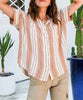 Every Moment Striped Button Down Shirt in Orange