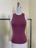 Mia Essential Two Layer Semi Crop Tank Top In Deep Berry