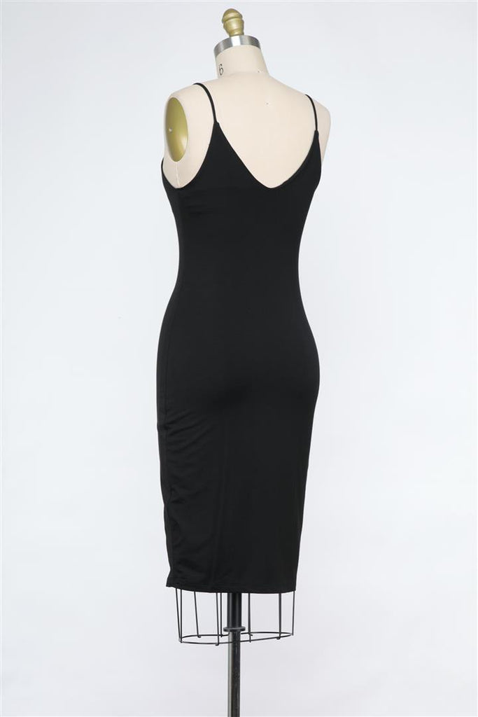Softest Jersey Double Layer Black Cami Dress (USA MADE)
