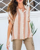 Every Moment Striped Button Down Shirt in Orange