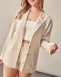 Style Boss Linen Button Front Blazer (Available in Black & Khaki)