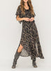 BEFORE SUNRISE V-NECK BLACK & GOLD MAXI DRESS