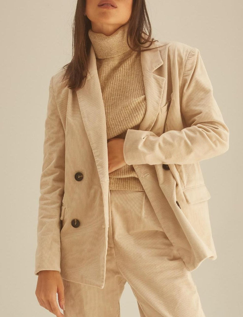 In the Know Chic Corduroy Suit Blazer In Ivory
