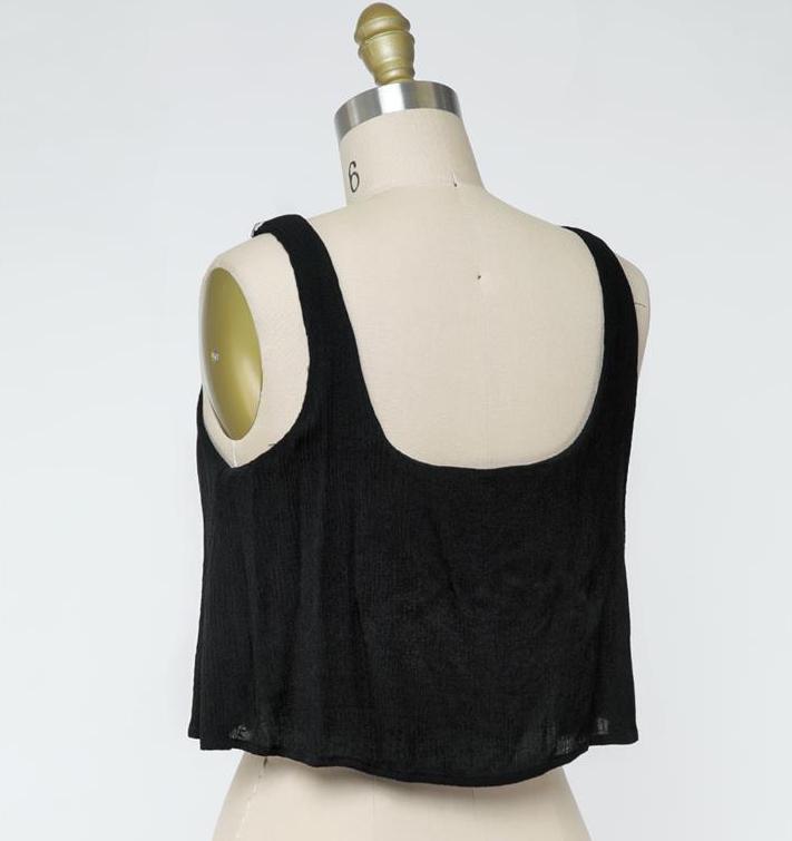 Go With The Flow Gauze Button Down Crop Tank (Avail: Black, Ivory, Sand)