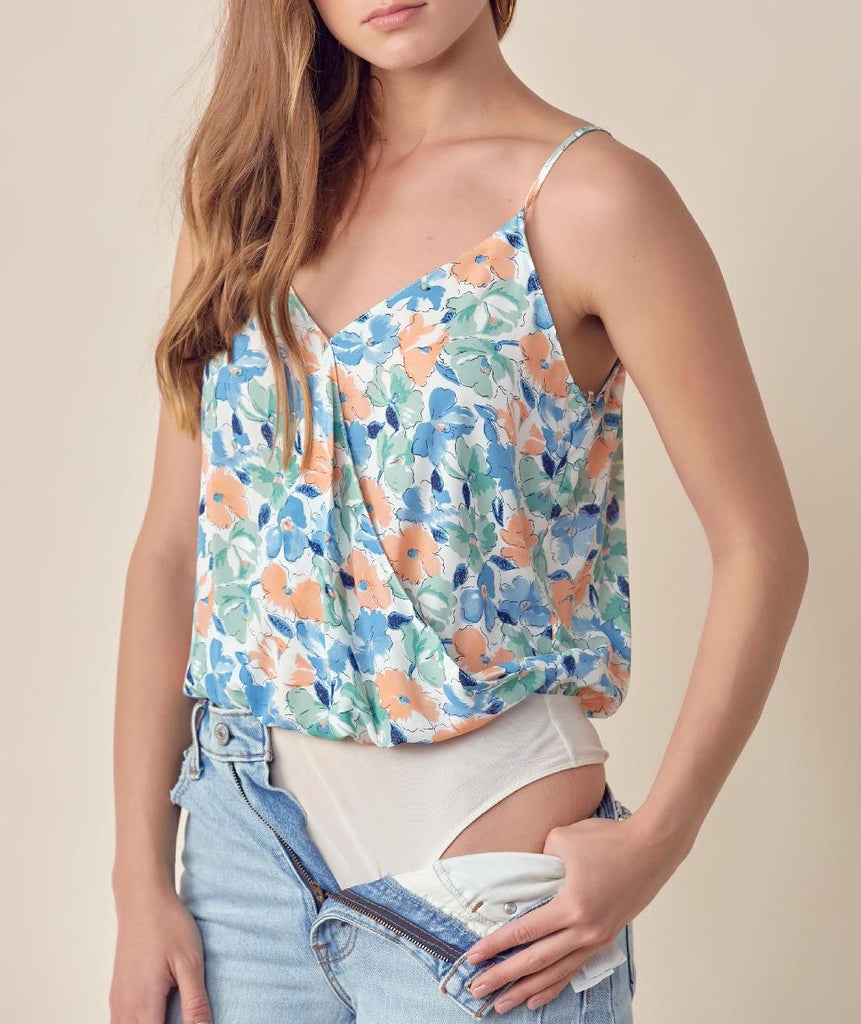 Drape Cross Front Garden Glow Bodysuit