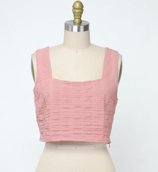 Parkside Two Piece Crop Top and Skirt Set In Sunset Pink