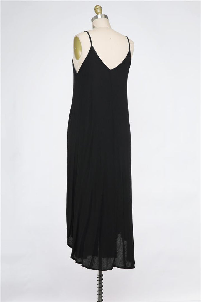 Crepe Cotton Gauze Maxi Dress With Pockets In Black