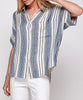 Every Moment Striped Button Down Shirt In Blue Stripe