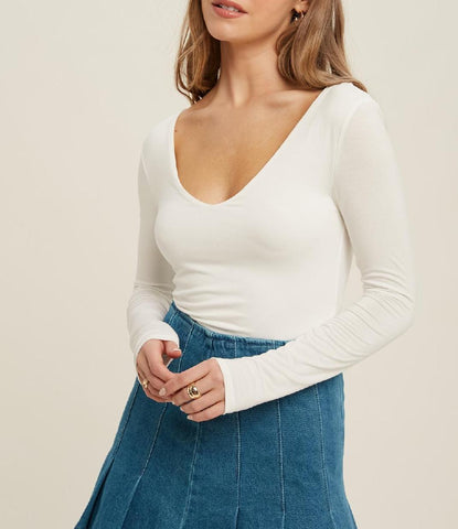 The Madison Best Selling Double Layer Ultra Soft V Neck Crop in Rust