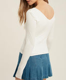 Eva Best Selling Double Layer Long Sleeve V Tee In Ivory